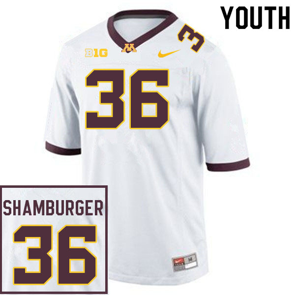 Youth #36 Ryan Shamburger Minnesota Golden Gophers College Football Jerseys Sale-White